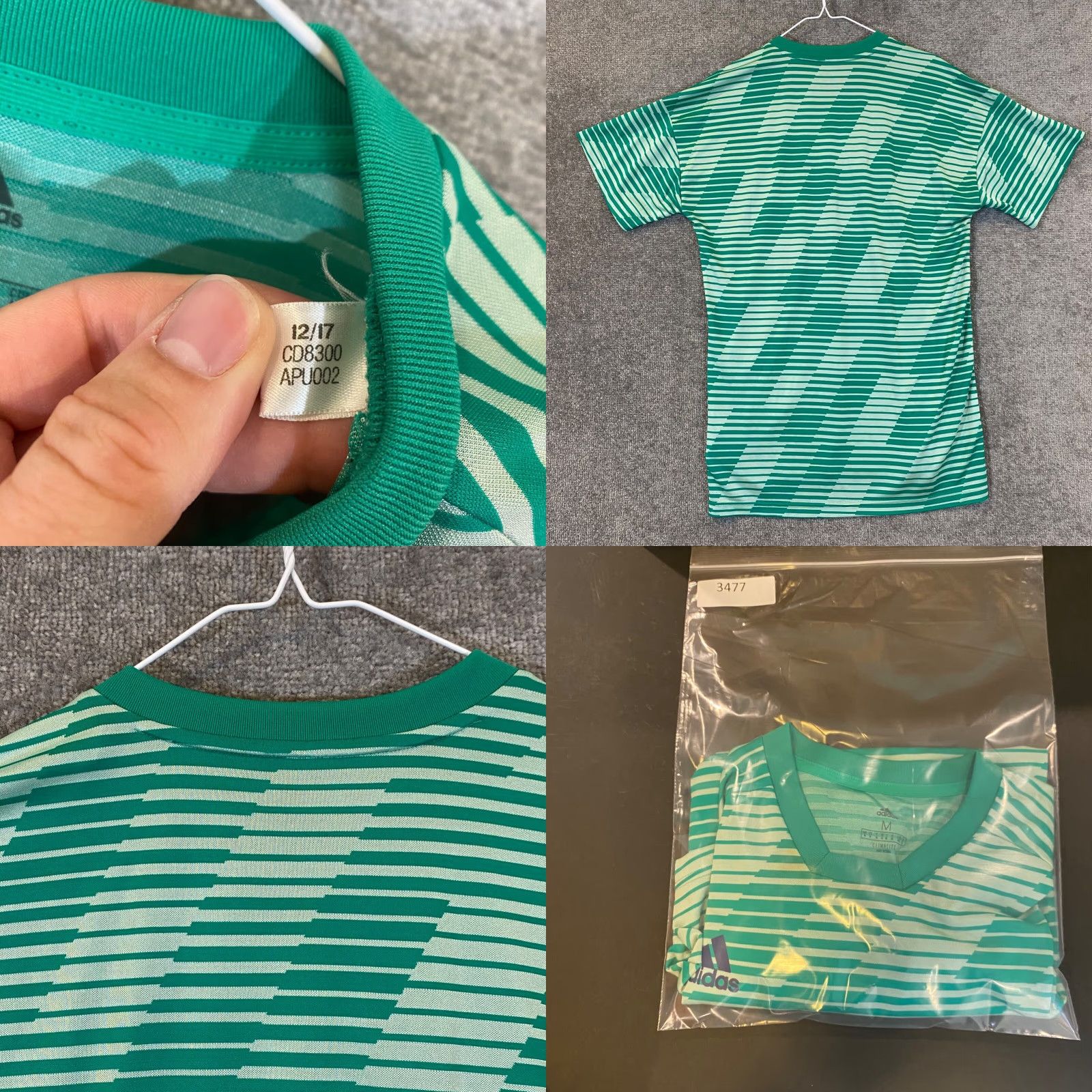 Adidas Adidas Shirt Men Medium Green Striped Soccer Tango English Jersey Climate CD8300 Size US M / EU 48-50 / 2 - 8 Thumbnail