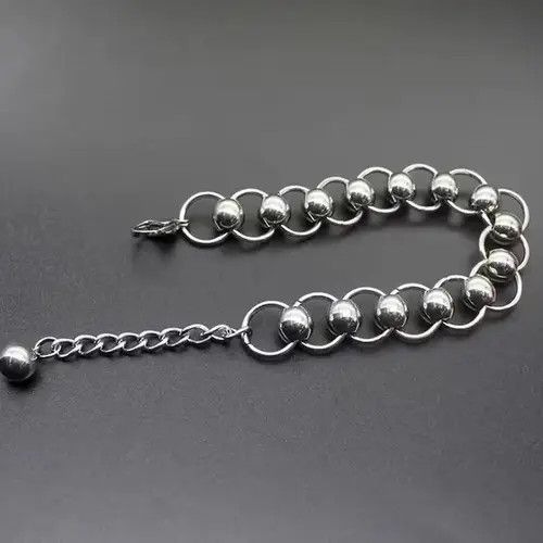 Jewelry Ball Chain Bracelet 2000s Chrome Y2K Punk Skater Grunge Size ONE SIZE - 3 Thumbnail