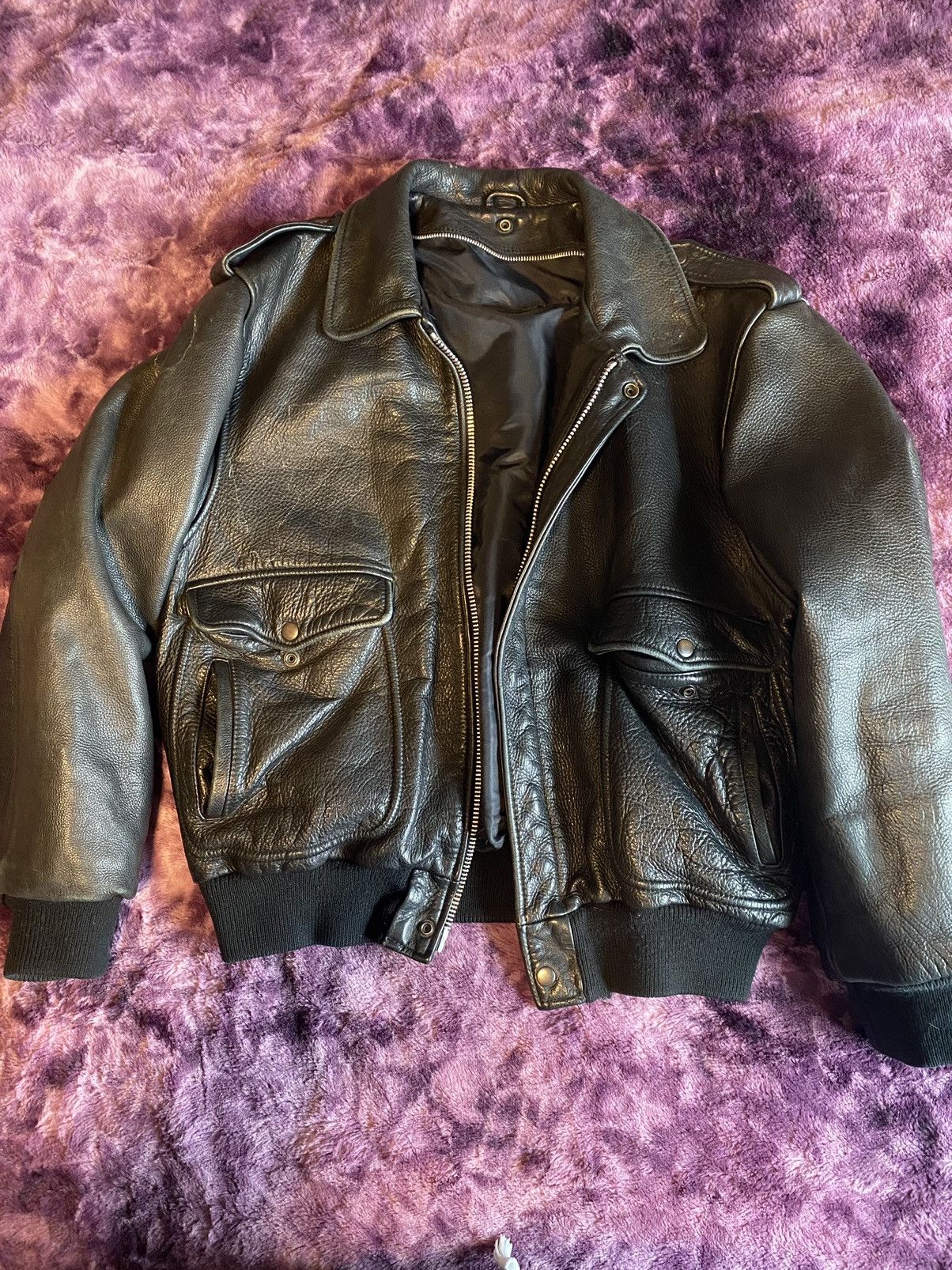 Thrifted Leather Biker Jacket ((Free Shipping)) | Grailed