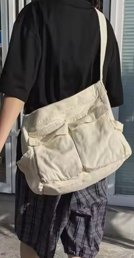 Other Workwear School Canvas Shoulder Bag Large Messenger Bag Size ONE SIZE - 3 Thumbnail