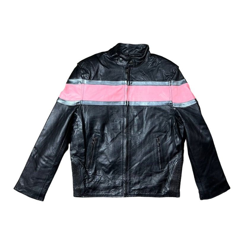 image of Thinsulate x Vintage Pink & Black Leather Biker Jacket - L, Men's (Size XL)