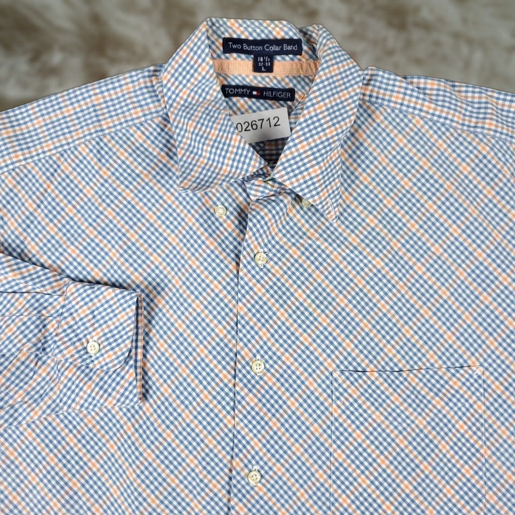 Tommy Hilfiger Tommy Hilfiger Blue Plaid Button-Up Shirt Men's Large Long Sleeve Casual Preppy Size US L / EU 52-54 / 3 - 1 Thumbnail