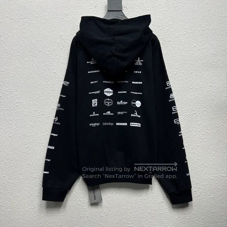 Balenciaga Balenciaga Multi-element logo all-over print hoodie black Size US S / EU 44-46 / 1 - 2 Thumbnail
