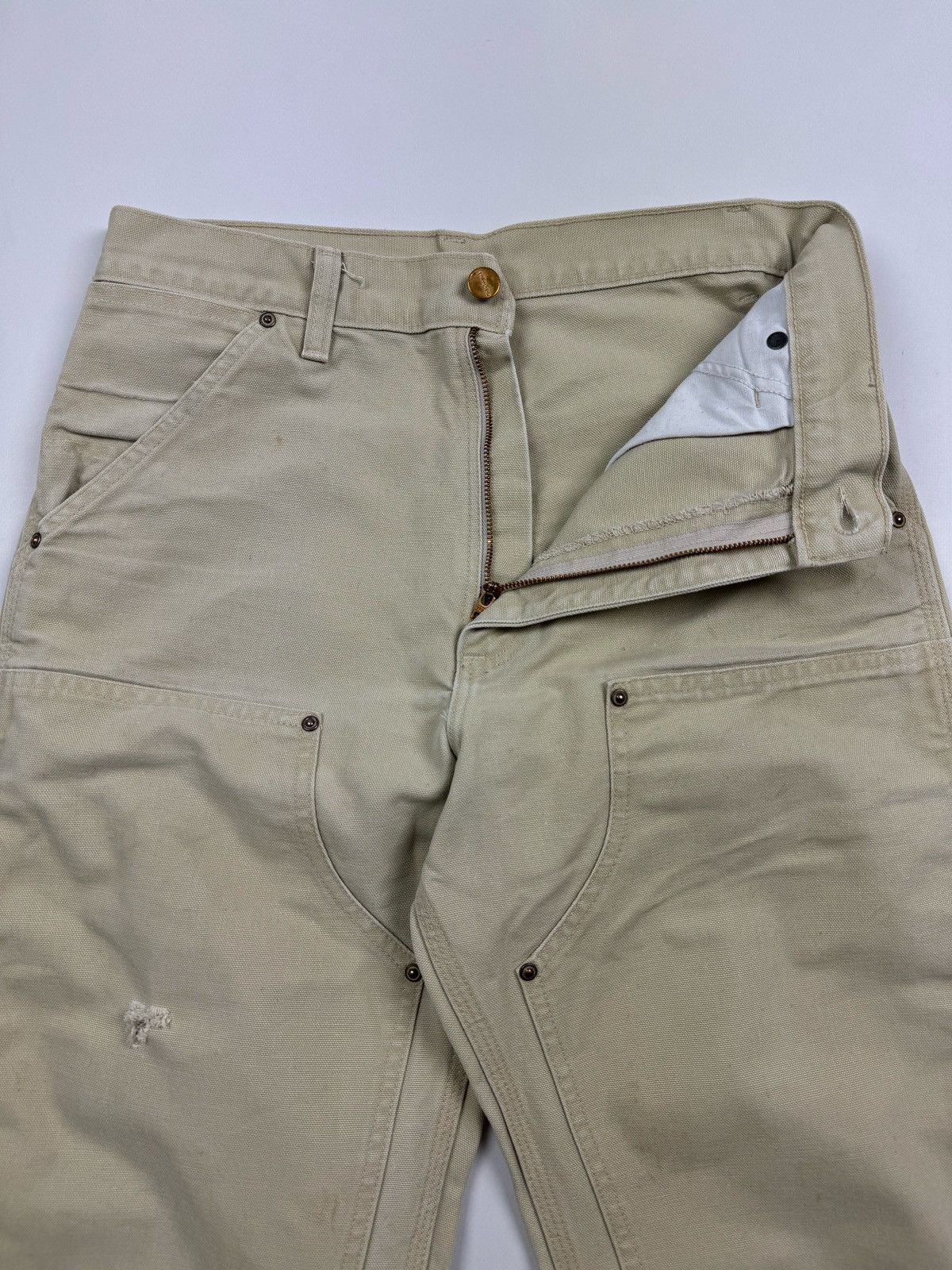 Carhartt 90’s Vintage Carhartt Distressed Double Knee Tan Work Pants Size US 31 - 10 Thumbnail
