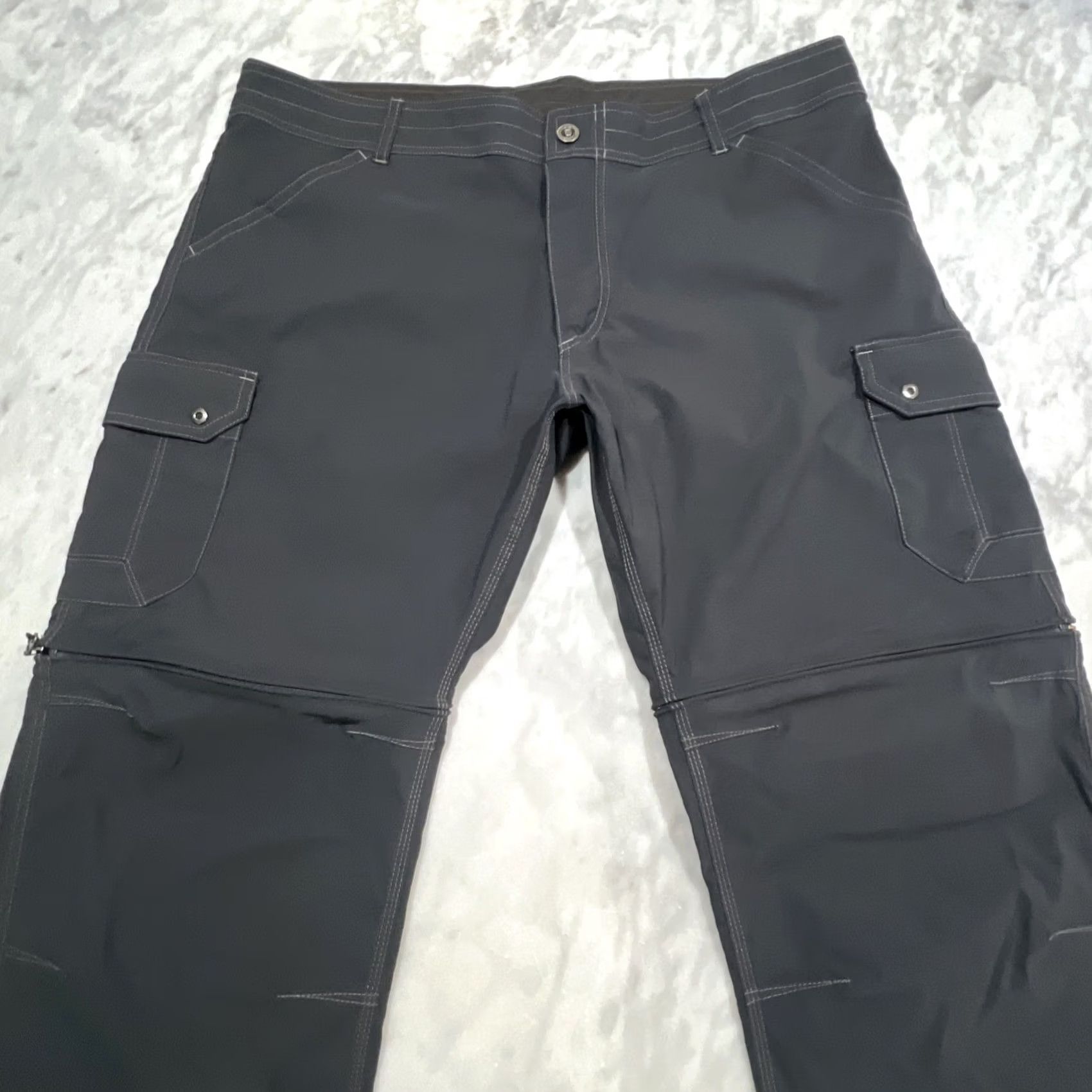 Vintage Kuhl Stealth Convertible Pants Men 40x30 Dark Gray Nylon Elastodiene Cargo Pocket Hiking Outdoors Regular Rise Mid-Flat Front Convertible pants Mens Size US 40 / EU 56 - 3 Thumbnail