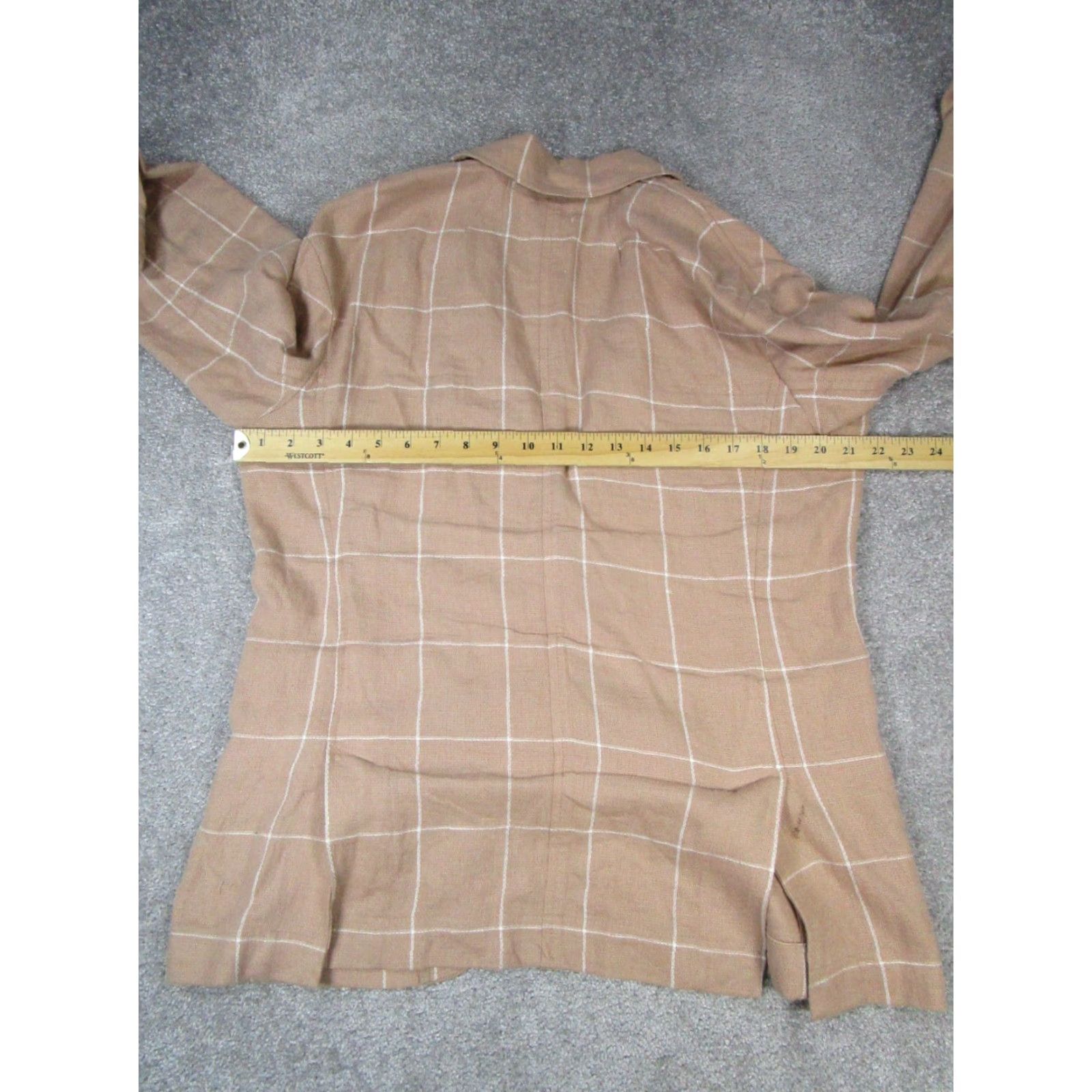 Madewell Madewell Blazer Sports Coat Womens M Brown Linen Blend Check Jacket Mid-Length Long Sleeve Button Closure Women's Blazer 90s Style Basic Jacket Size M / US 6-8 / IT 42-44 - 5 Thumbnail