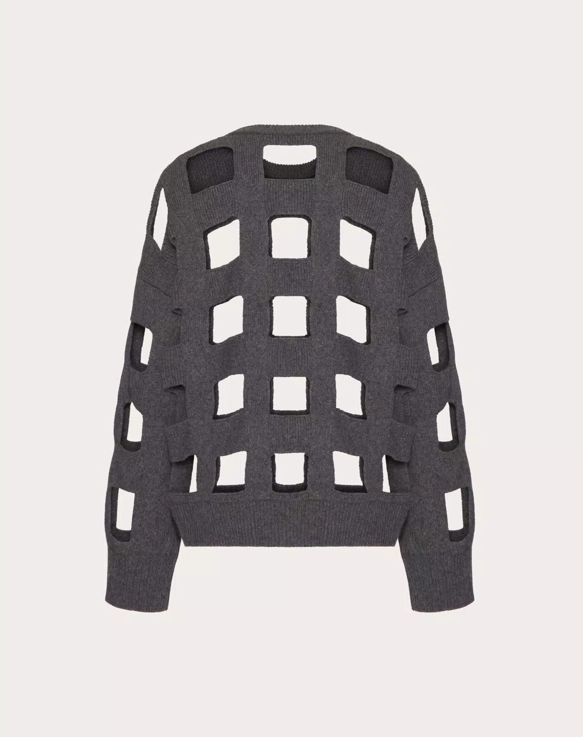 Valentino o1s1wg110625 Wool Jumper in Grey/White Size M / US 6-8 / IT 42-44 - 2 Thumbnail