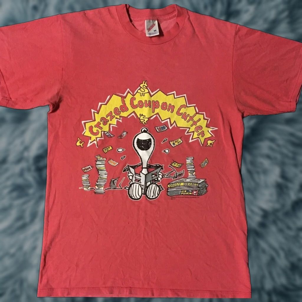 Peanuts VINTAGE Snoopy Shopper Shirt Mens M Pink 90s Peanuts Funny Grunge Cartoons T-Shirt Size US M / EU 48-50 / 2 - 1 Thumbnail