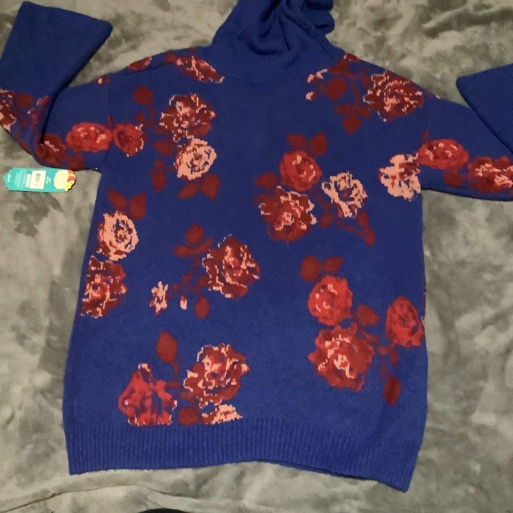 Vintage VINTAGE The Pioneer Woman Floral Jacquard Cowl Neck Tunic Sweater L Blue Size L / US 10 / IT 46 - 4 Thumbnail