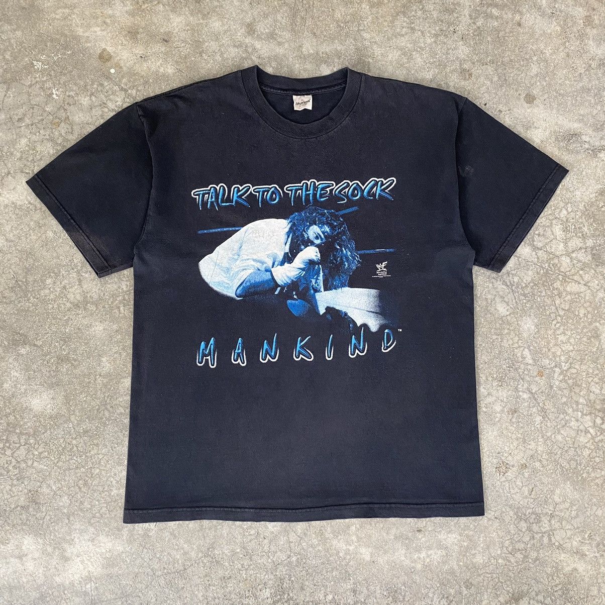 Vintage VTG 1998 WWF Mankind “Talk to the Sock” Mr. Socko Tee Size US XL / EU 56 / 4 - 1 Thumbnail