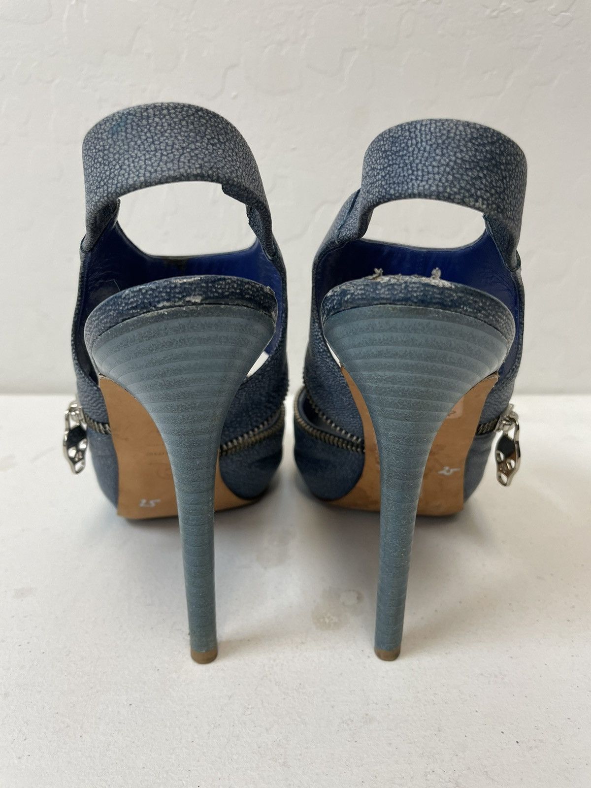 Alexander McQueen Zipper Peep Toe Slingbacks Size US 9.5 / IT 39.5 - 5 Thumbnail