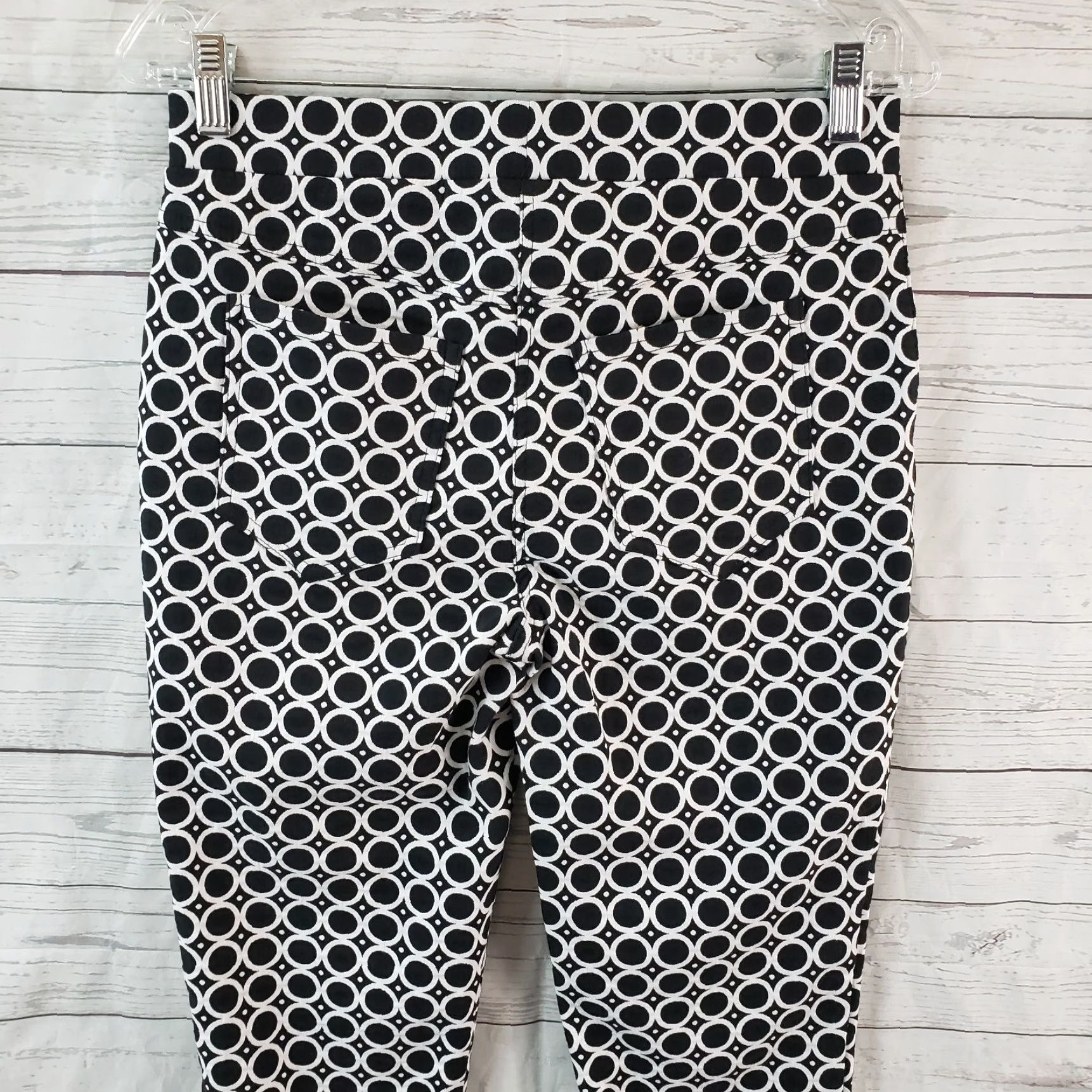 Joseph Ribkoff Joseph Ribkoff Womens Pants Pull On Skinny 8 Black Geometric Mid Rise Size 30" / US 8 / IT 44 - 4 Thumbnail