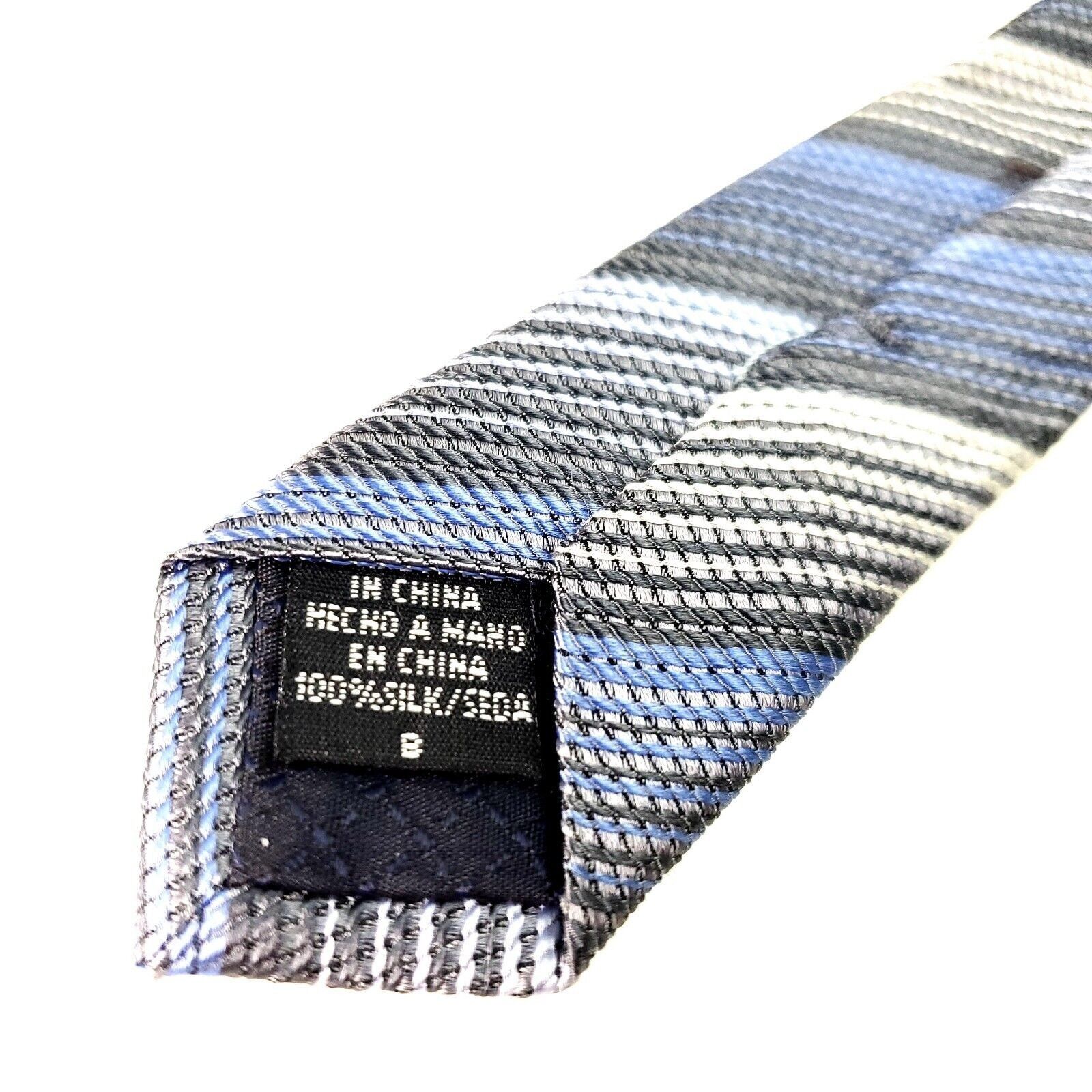 Stafford Stafford Silk Tie Woven Blue Gray Striped Wide Size ONE SIZE - 5 Thumbnail