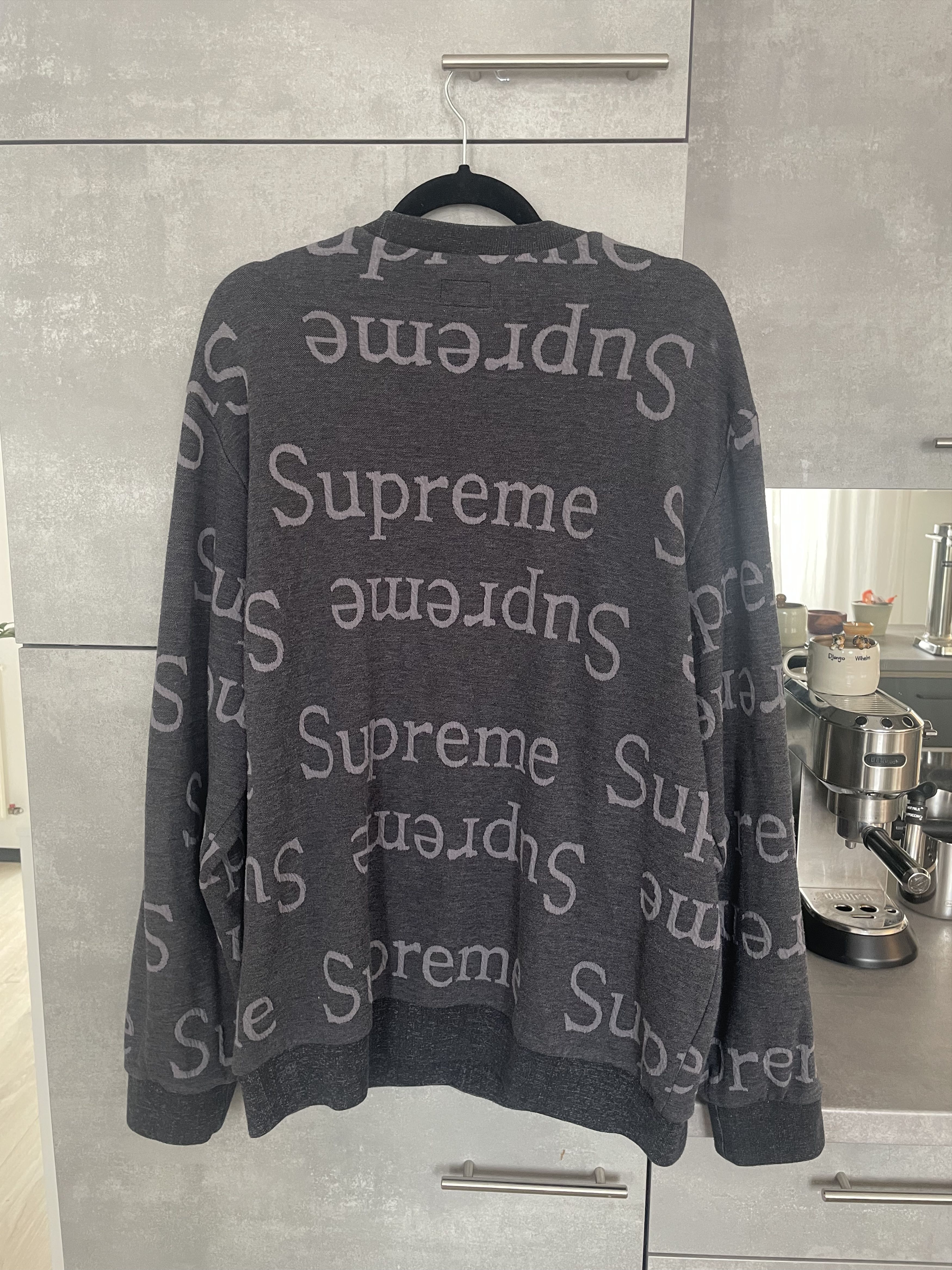 Supreme Jacquard Logo Crewneck black SS18 Size US XL / EU 56 / 4 - 2 Thumbnail