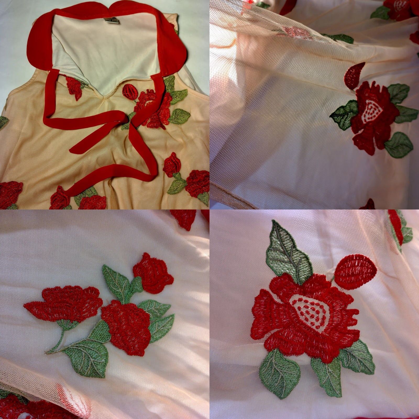 Disney Disney Lauren Conrad Snow White Shirt Small Peach Sleeveless Sheer Red Flowers Size S / US 4 / IT 40 - 9 Thumbnail