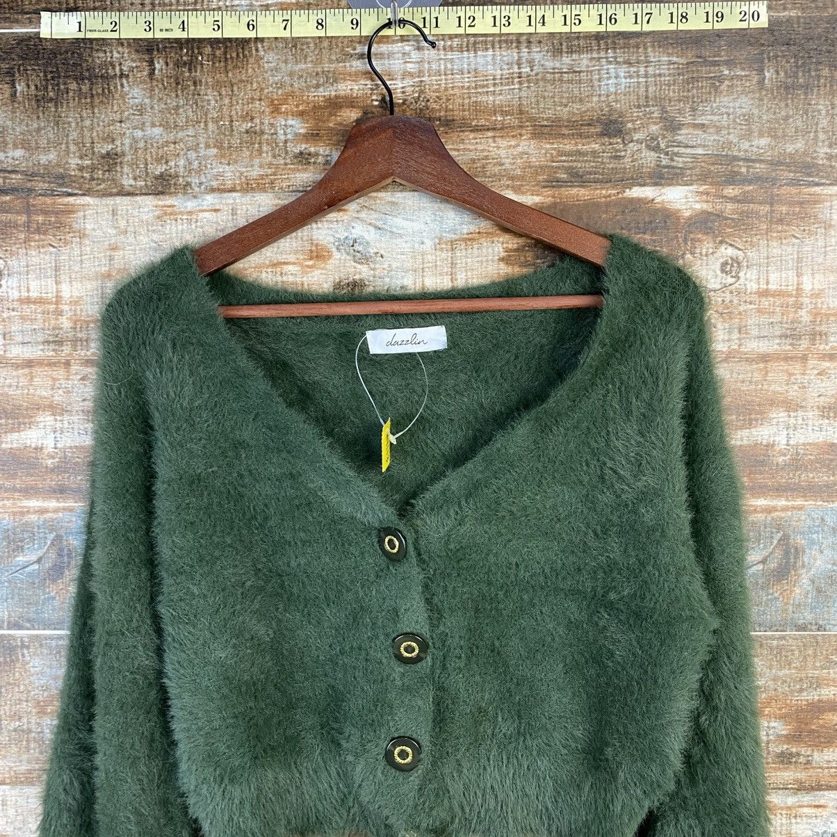 Homespun Knitwear × Japanese Brand DL Dazzlin Cardigan fur shaggy crop top Knitwear #C1113 Size XS / US 0-2 / IT 36-38 - 2 Thumbnail