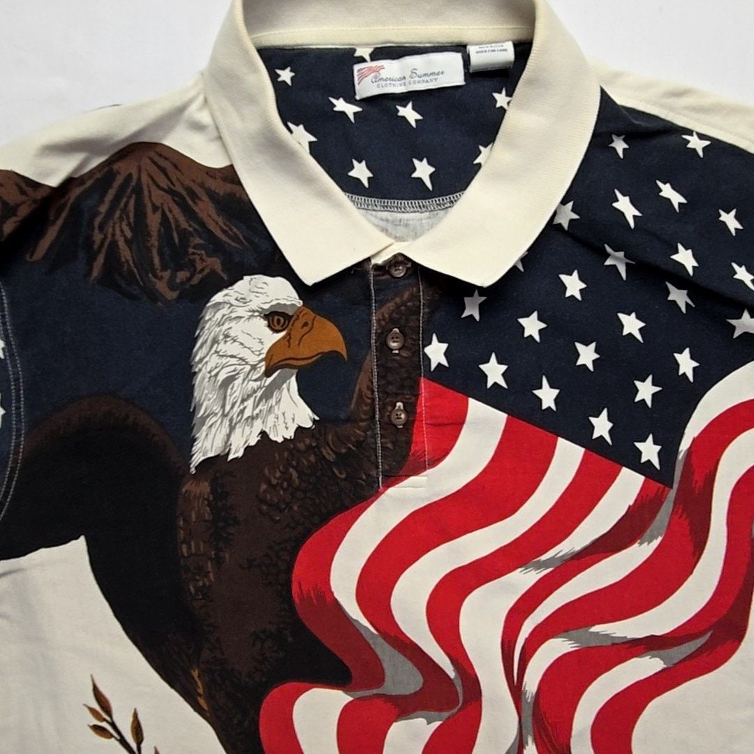 Other American Summer Eagle Flag Graphic Polo Patriotic AOP 2XL Size US XXL / EU 58 / 5 - 2 Thumbnail
