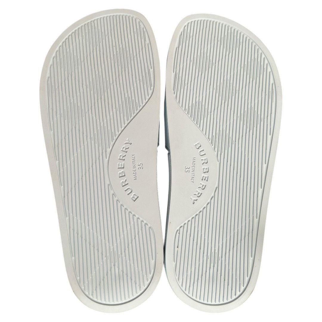 BURBERRY Pale Blue Furley Logo-Embellished Sandals, IT35/US5