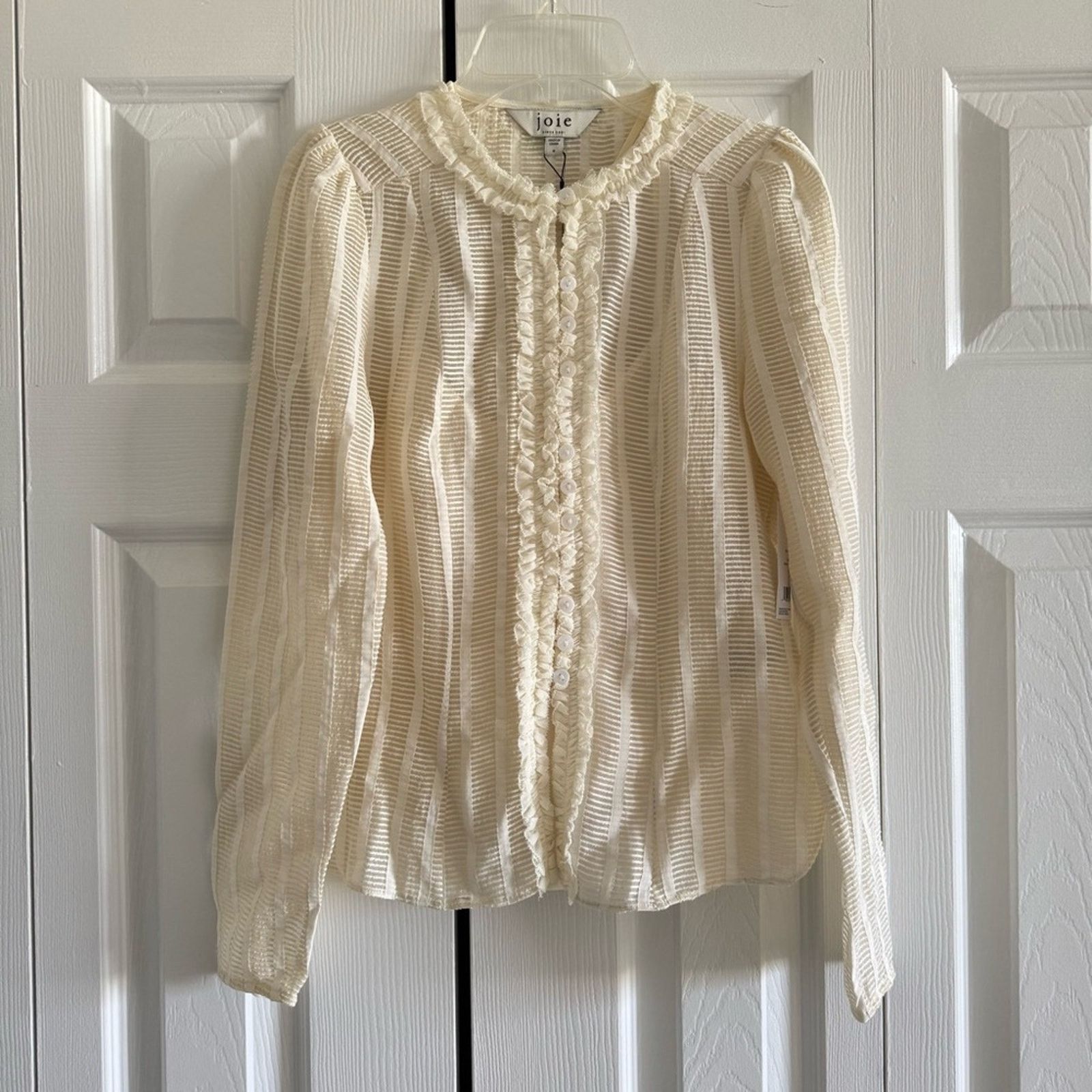 Joie NWT! Joie Jayden Cream Women's Top, Size 0 Size XS / US 0-2 / IT 36-38 - 2 Thumbnail