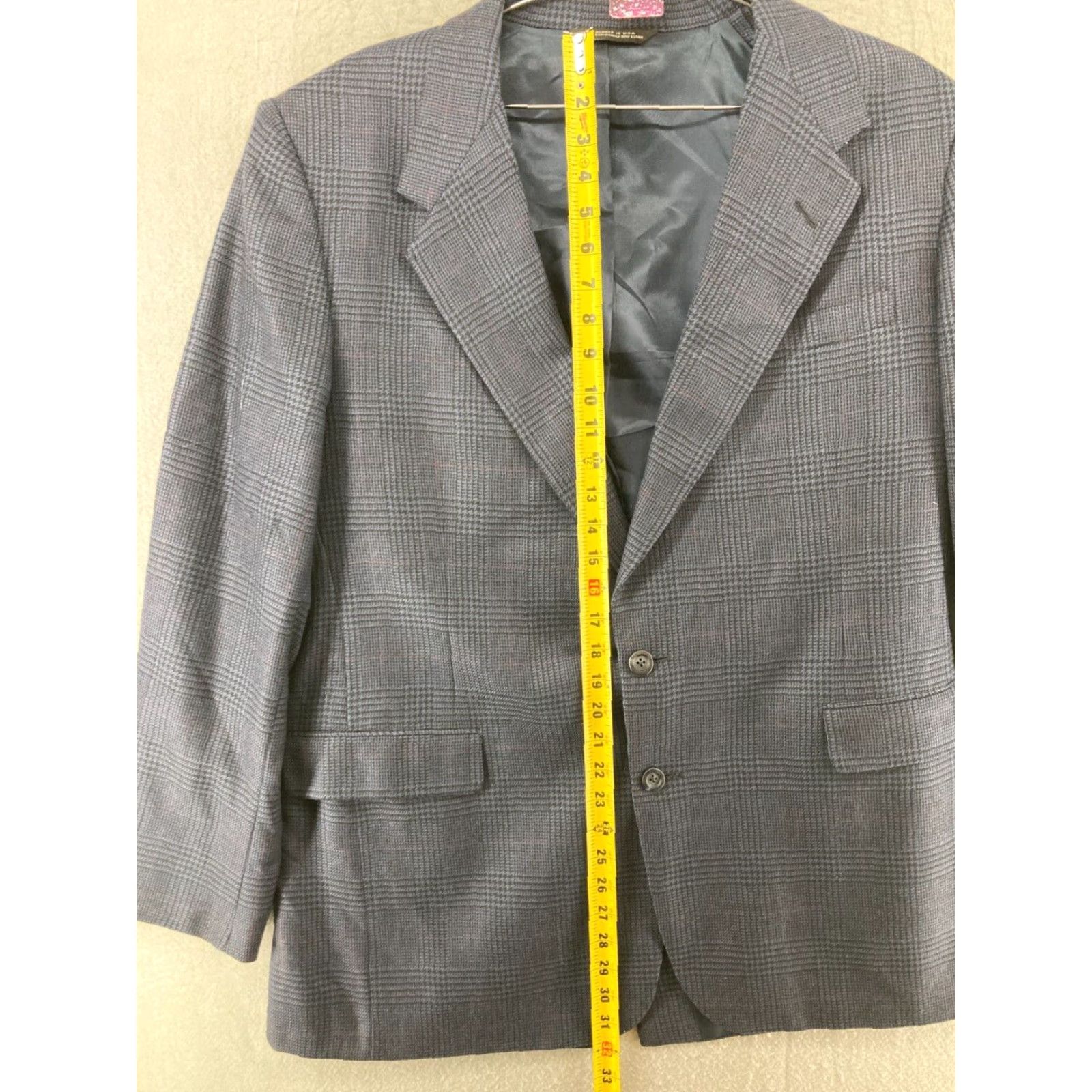 Vintage VINTAGE Tom James Suit Jacket Mens 43 L Blue Glen Check USA Made Wool Size 46R - 3 Thumbnail