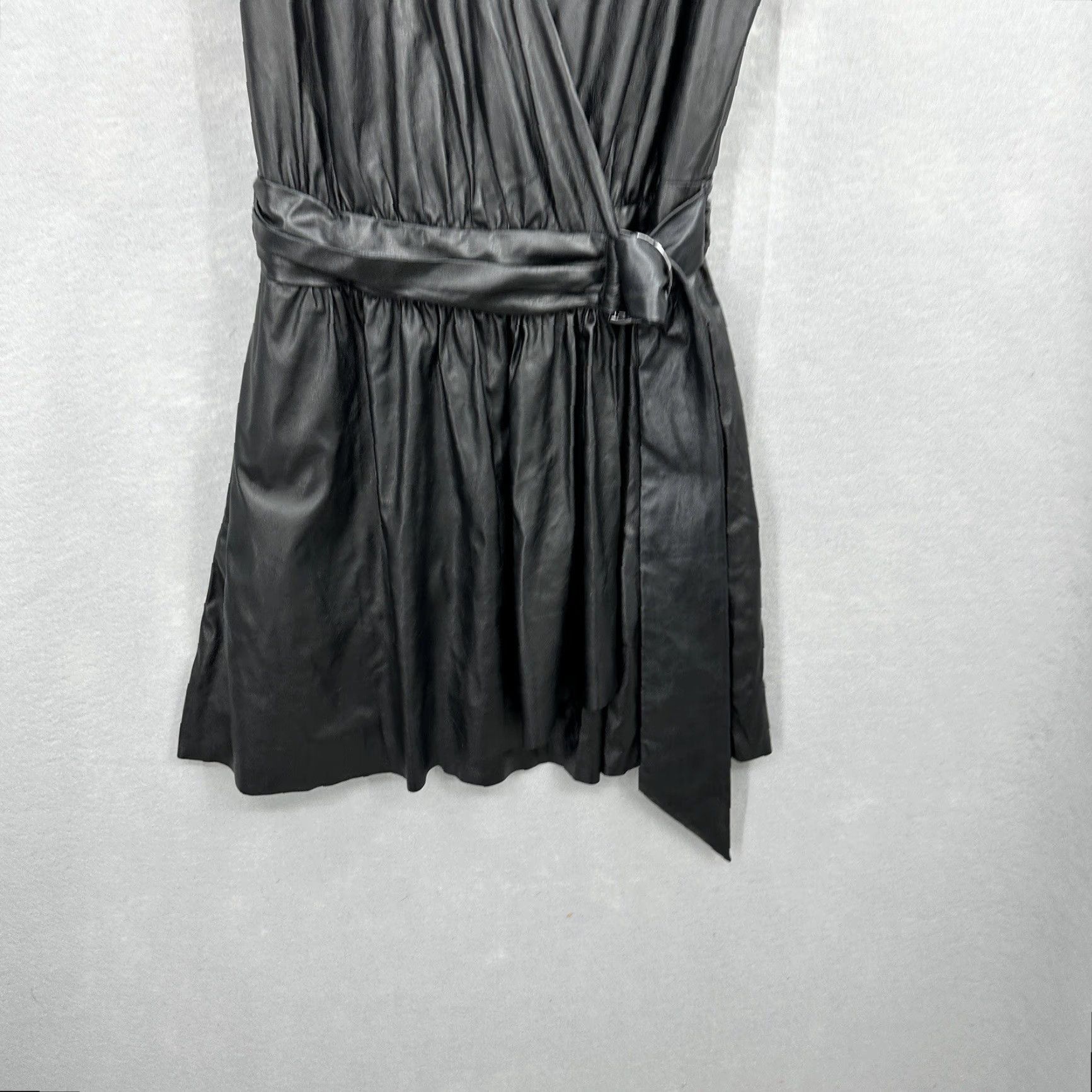 Ramy Brook Ramy Brook Dress Women's 2 Black Sleeveless Lily Faux Leather Wrap Mini Luxury Dress Size XS / US 0-2 / IT 36-38 - 5 Thumbnail