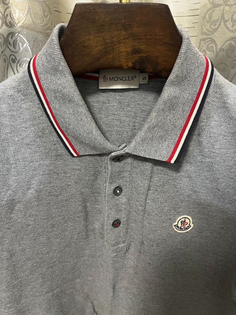 Moncler Moncler Moncler Men's Gray Polo Shirt with Color Stripes-2 Size US S / EU 44-46 / 1 - 3 Thumbnail
