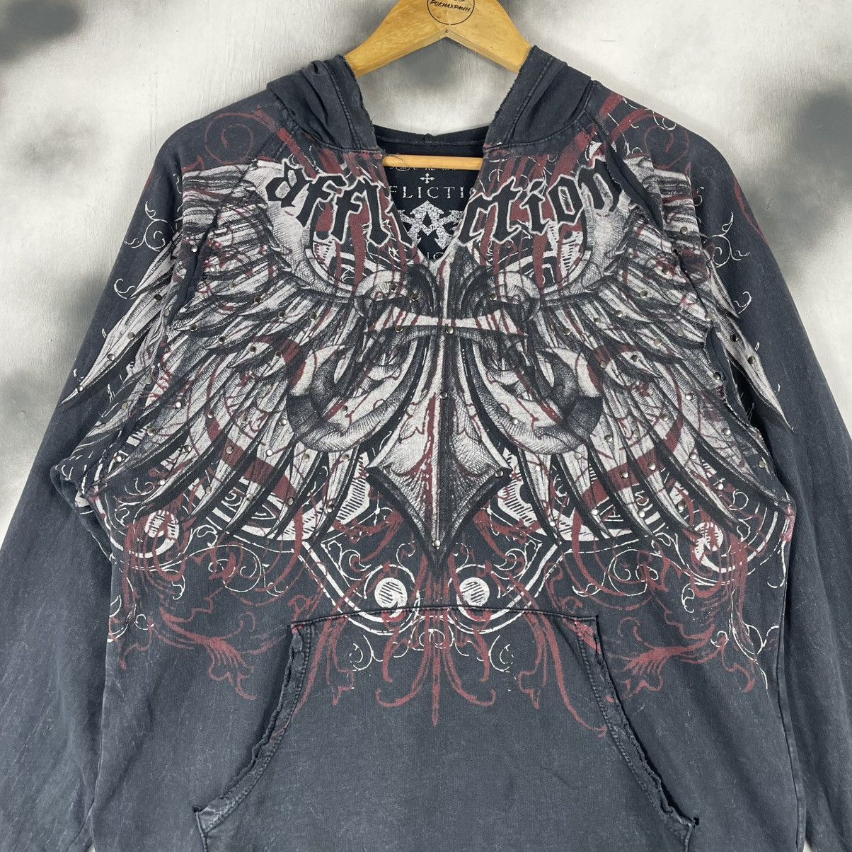 Affliction Vintage AFFLICTION ANGELS WING MOTIVE HOODED Size US M / EU 48-50 / 2 - 8 Thumbnail