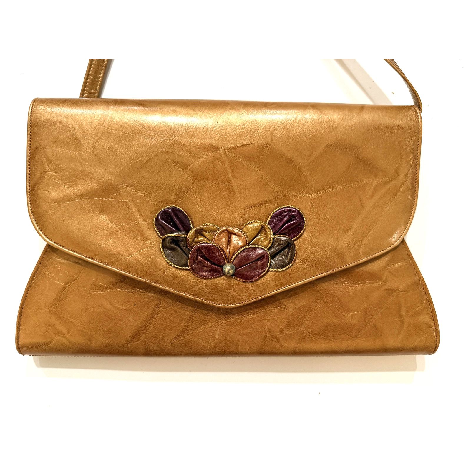 & Other Stories Vintage Adrienne Clutch Purse Tan Brown Appliqué Retro 70s Size ONE SIZE - 1 Thumbnail