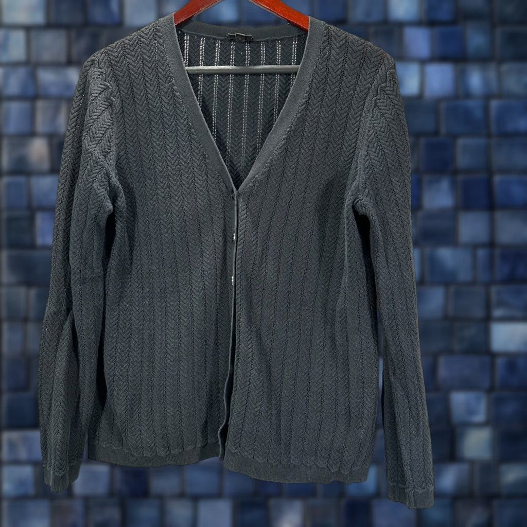 Talbots Talbots Sweater Cardigan Womens Large Black Pima Cotton Button Front V Neck Size L / US 10 / IT 46 - 1 Thumbnail