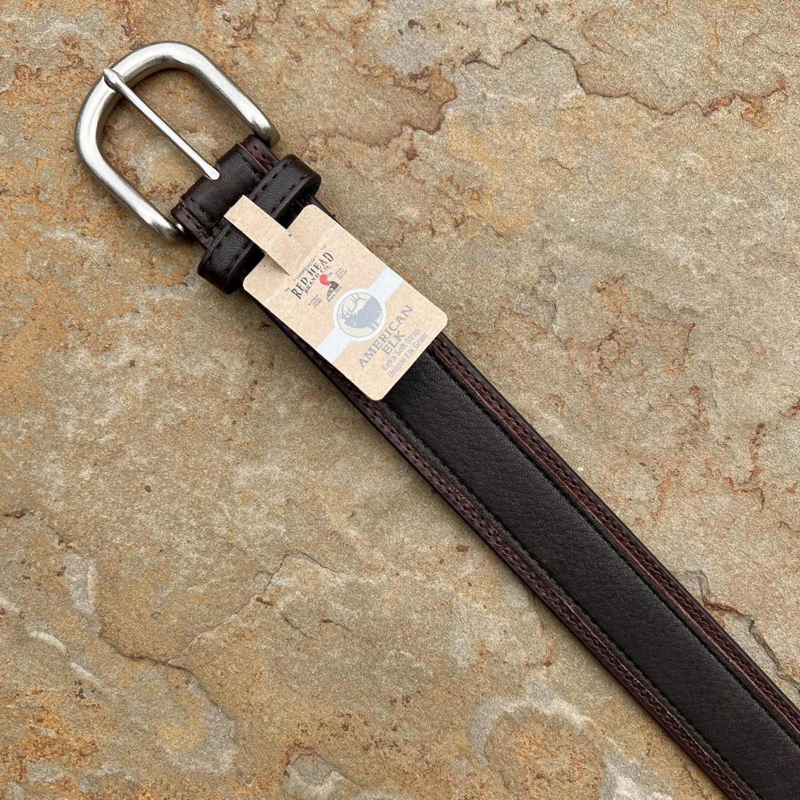 Redhead NWT Two Tone Dark Brown Soft Elk Leather Belt Size ONE SIZE - 3 Thumbnail