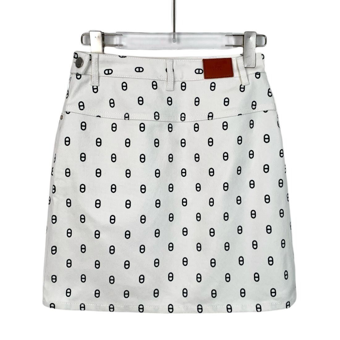 Hermes Hermès White "Pig Nose" Detail Denim Mini Skirt (Size XS) Size 34" / US 12 / IT 48 - 8 Thumbnail