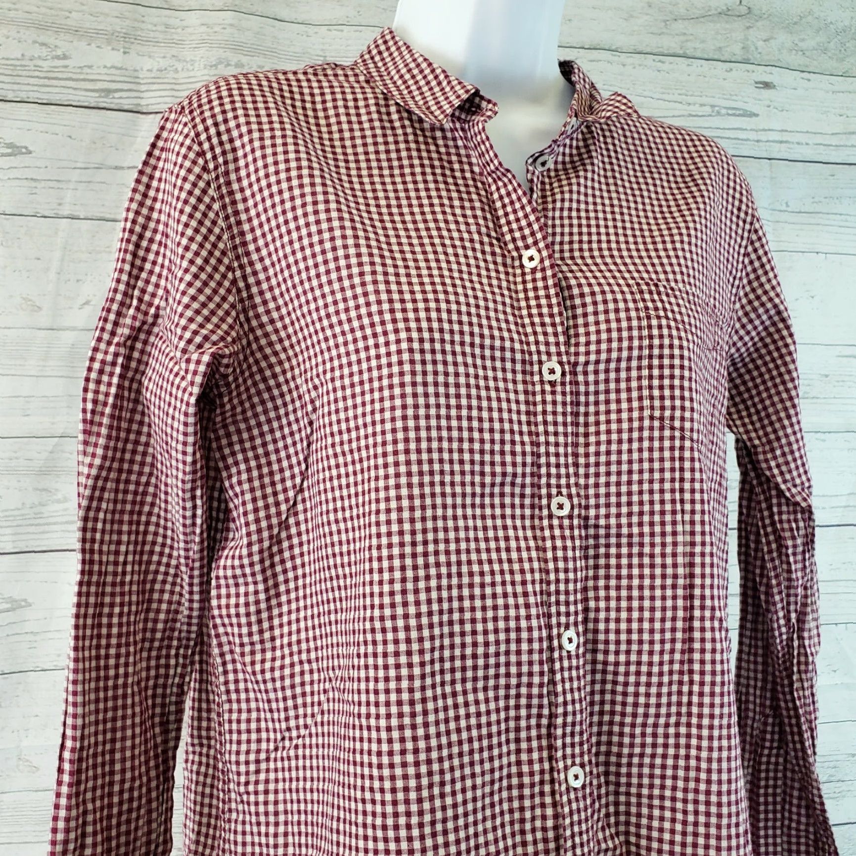 Vintage Broadway & Broome Women’s Button-Up Shirt Sz S Red White Gingham Cotton Size S / US 4 / IT 40 - 3 Thumbnail