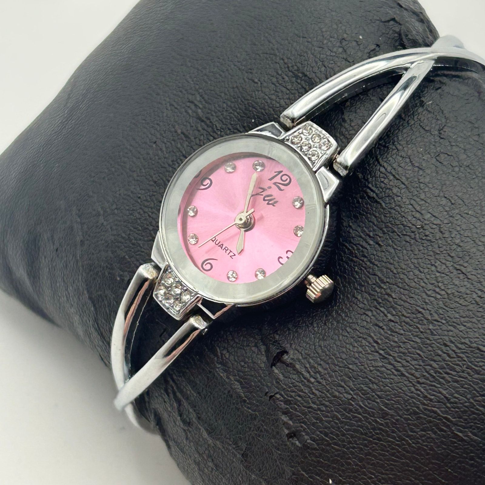 Other Women’s Silver Crystals Fashion Watch Pink Dial New Battery Size ONE SIZE - 3 Thumbnail