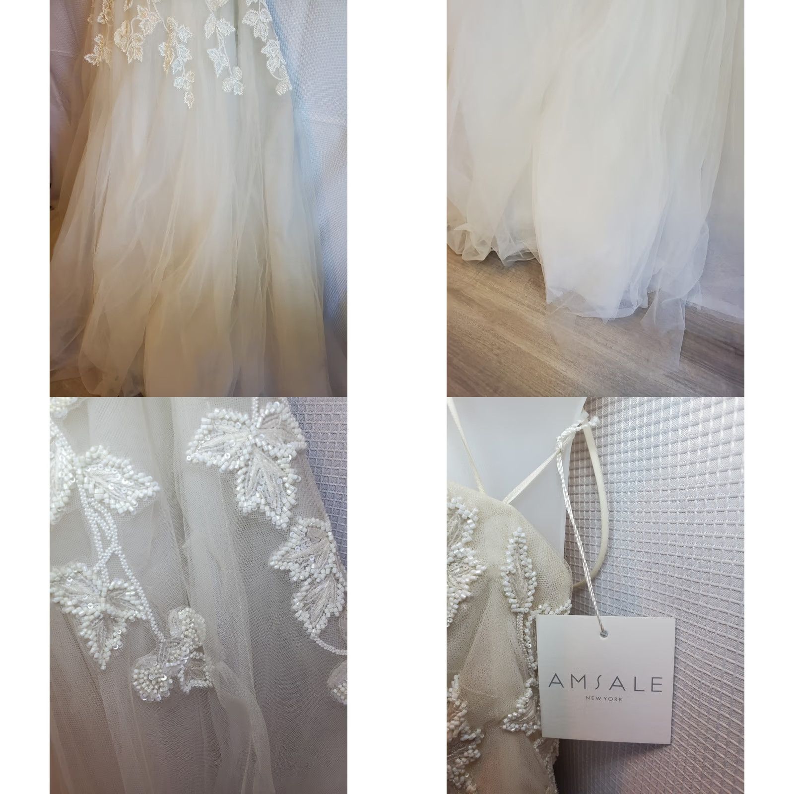 Vintage Nouvelle Amsale Hand Beaded Tulle Embellished Ivory Wedding Dress Size 8 700 Size ONE SIZE - 8 Thumbnail