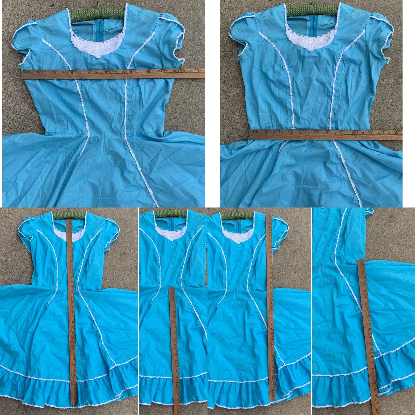 Vintage VINTAGE square dancing dress metal zipper blue white country cowgirl western Size 4XL / US 24-26 - 11 Thumbnail