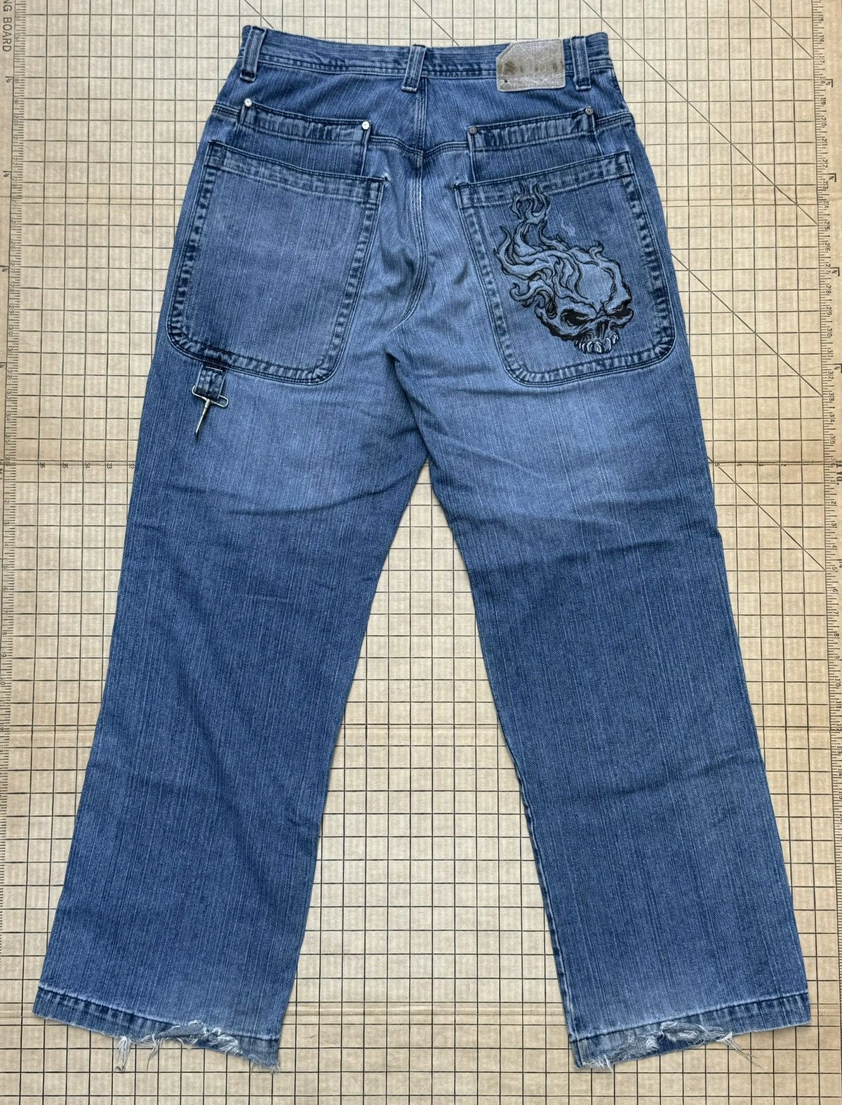 JNCO × Vintage Vintage Y2K JNCO Flaming Skull Baggy Jeans Size US 34 / EU 50 - 1 Thumbnail