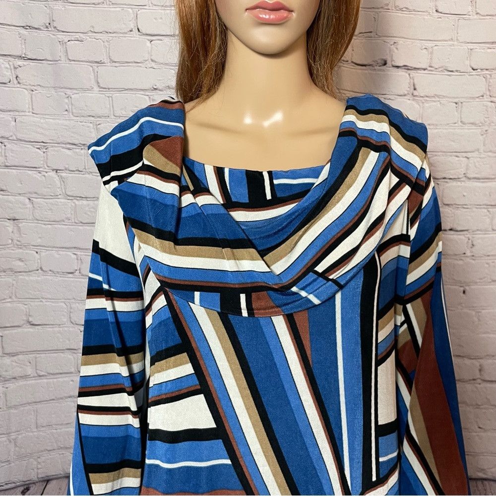 Chicos Chico's Travelers Cowl Neck Striped Geometric Tunic Top Siz Size XL / US 12-14 / IT 48-50 - 5 Thumbnail