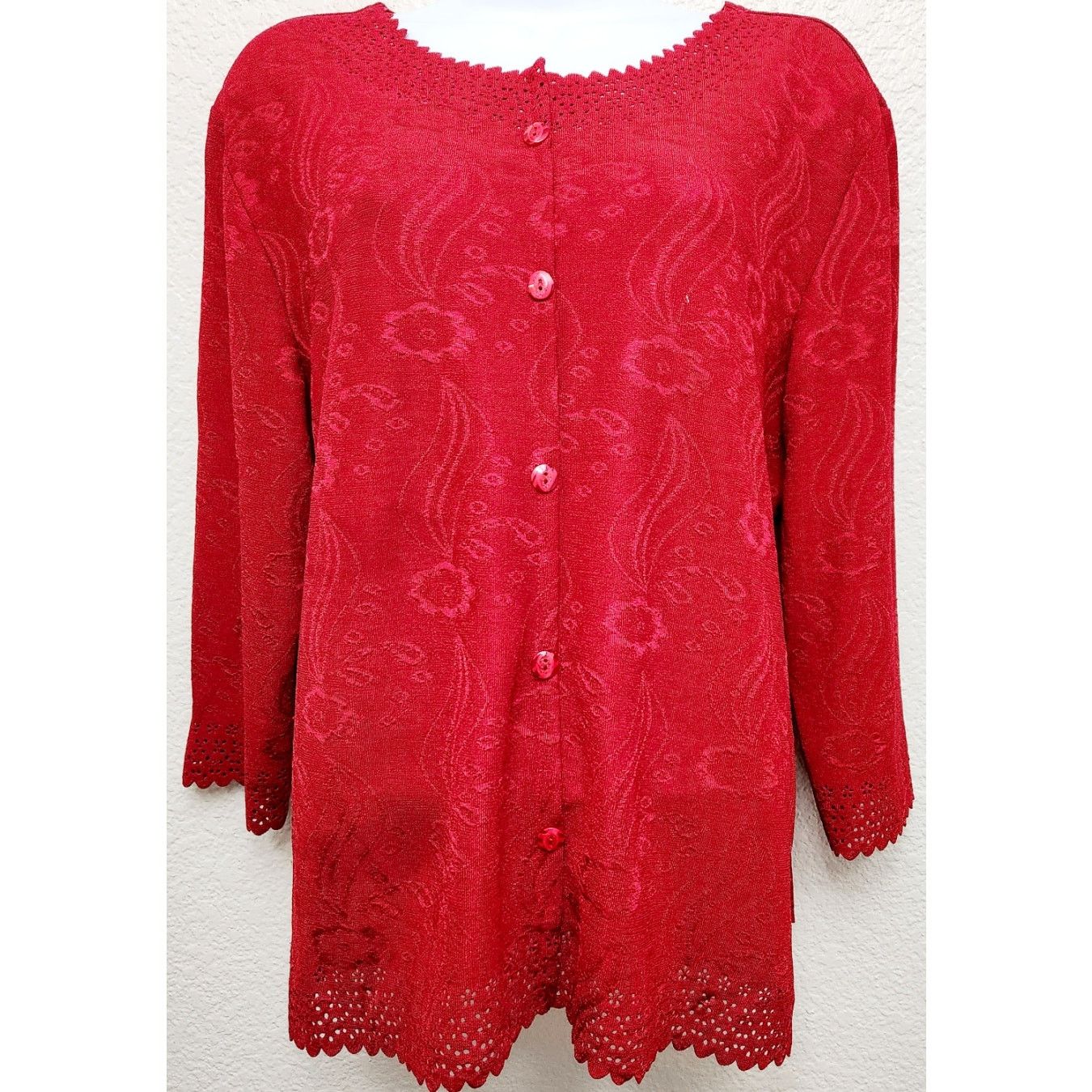 Other Rebecca Malone Petites Red Button Up Cardigan Sweater PXL Size XL / US 12-14 / IT 48-50 - 1 Thumbnail