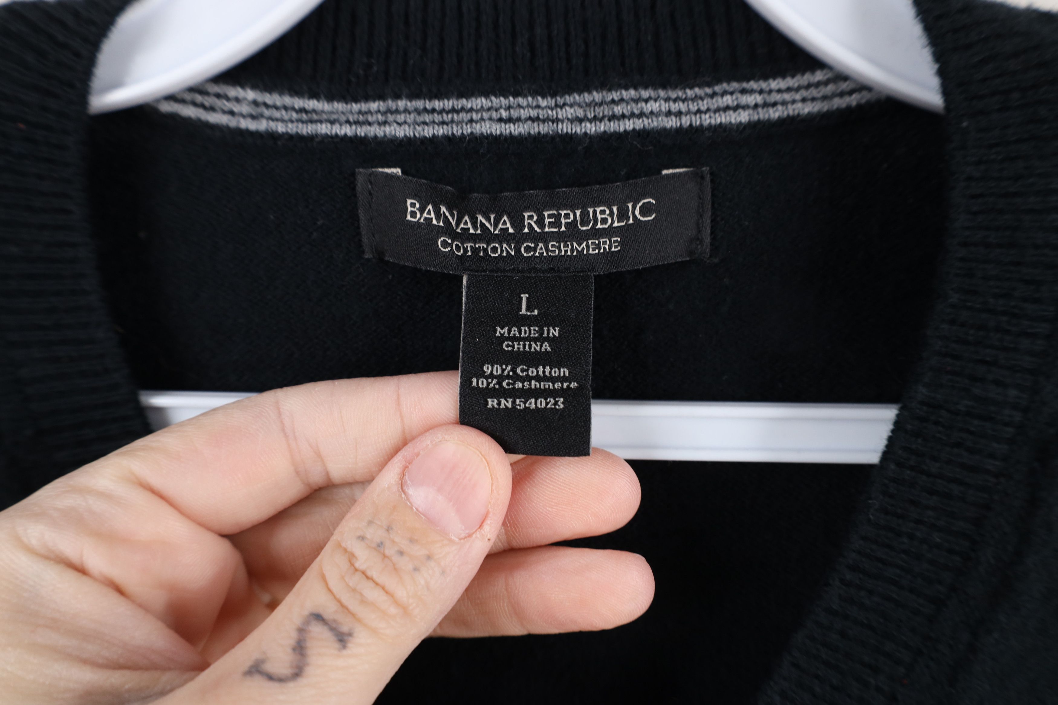 Banana Republic × Vintage Vintage Y2K Banana Republic Cotton Cashmere Knit Sweater Size US L / EU 52-54 / 3 - 4 Thumbnail