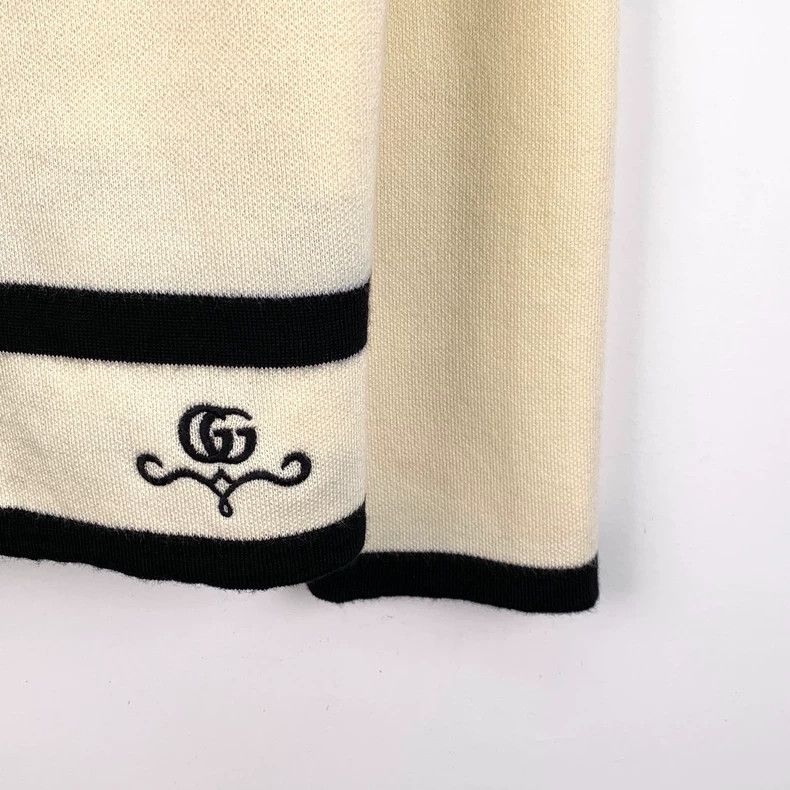 Gucci Gucci Beige logo embroidered wool lapel single-breasted lo Size M / US 6-8 / IT 42-44 - 4 Thumbnail
