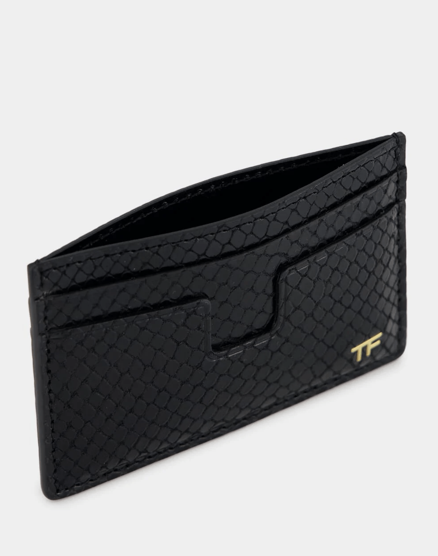Tom Ford Black Card Holder In Printed Python Leather Size ONE SIZE - 3 Thumbnail