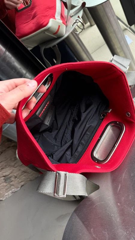 Prada Vintage Prada Neoprene / Rubber Handbag Red Size ONE SIZE - 5 Thumbnail