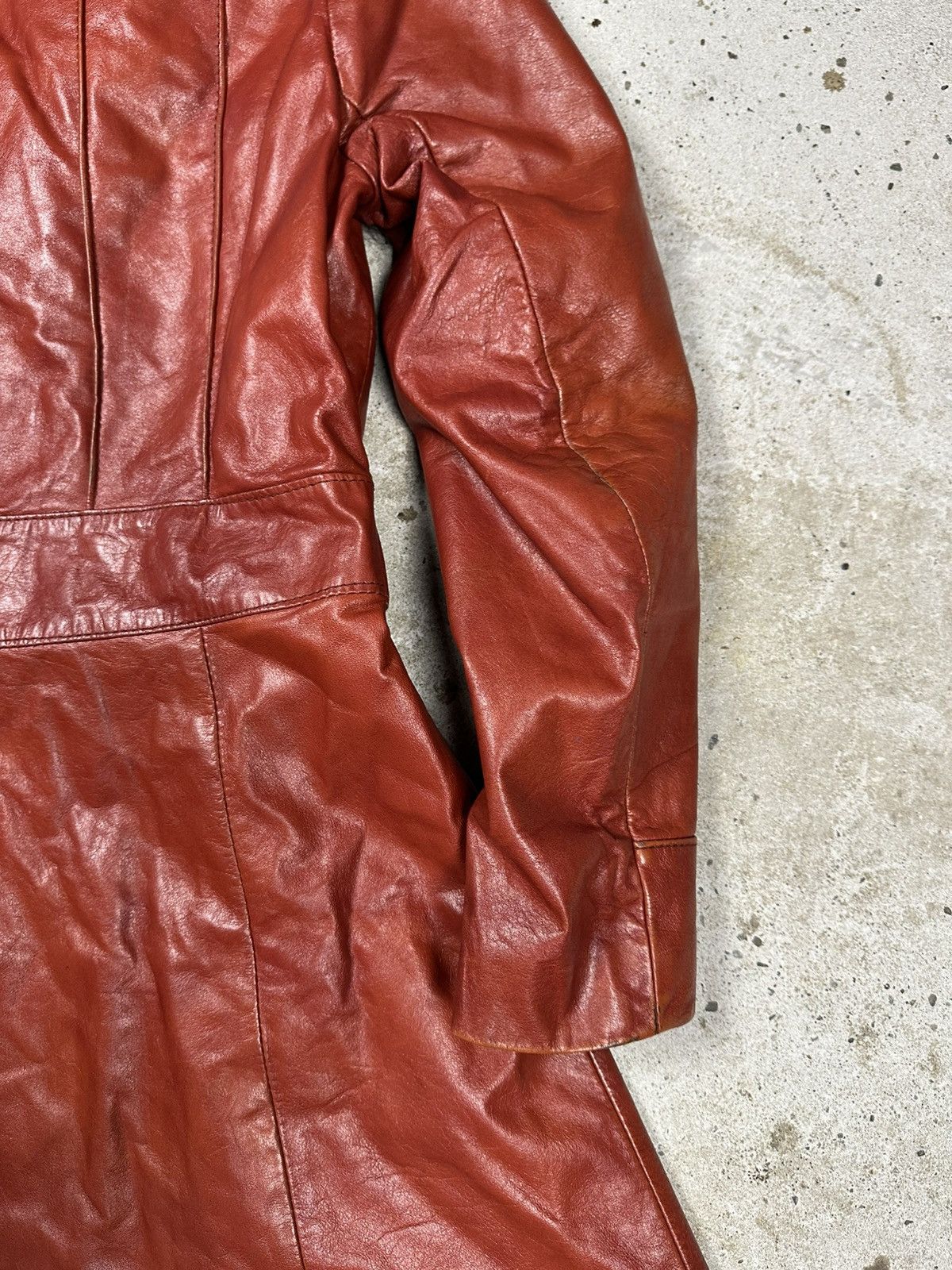 Vintage Vintage 90s Genuine Leather Fur Collar Long Coat Size L / US 10 / IT 46 - 17 Thumbnail