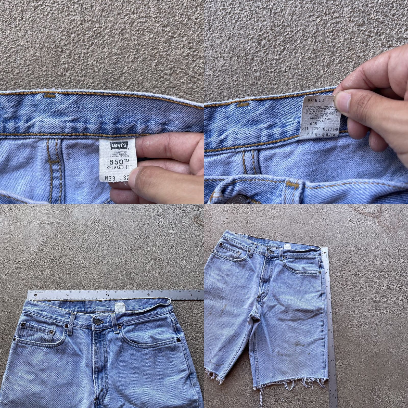 Levi's VINTAGE Levi's 550 Baggy Shorts Mens 32 Blue Denim Skater Jorts 90s Hip Hop Size US 32 / EU 48 - 8 Thumbnail