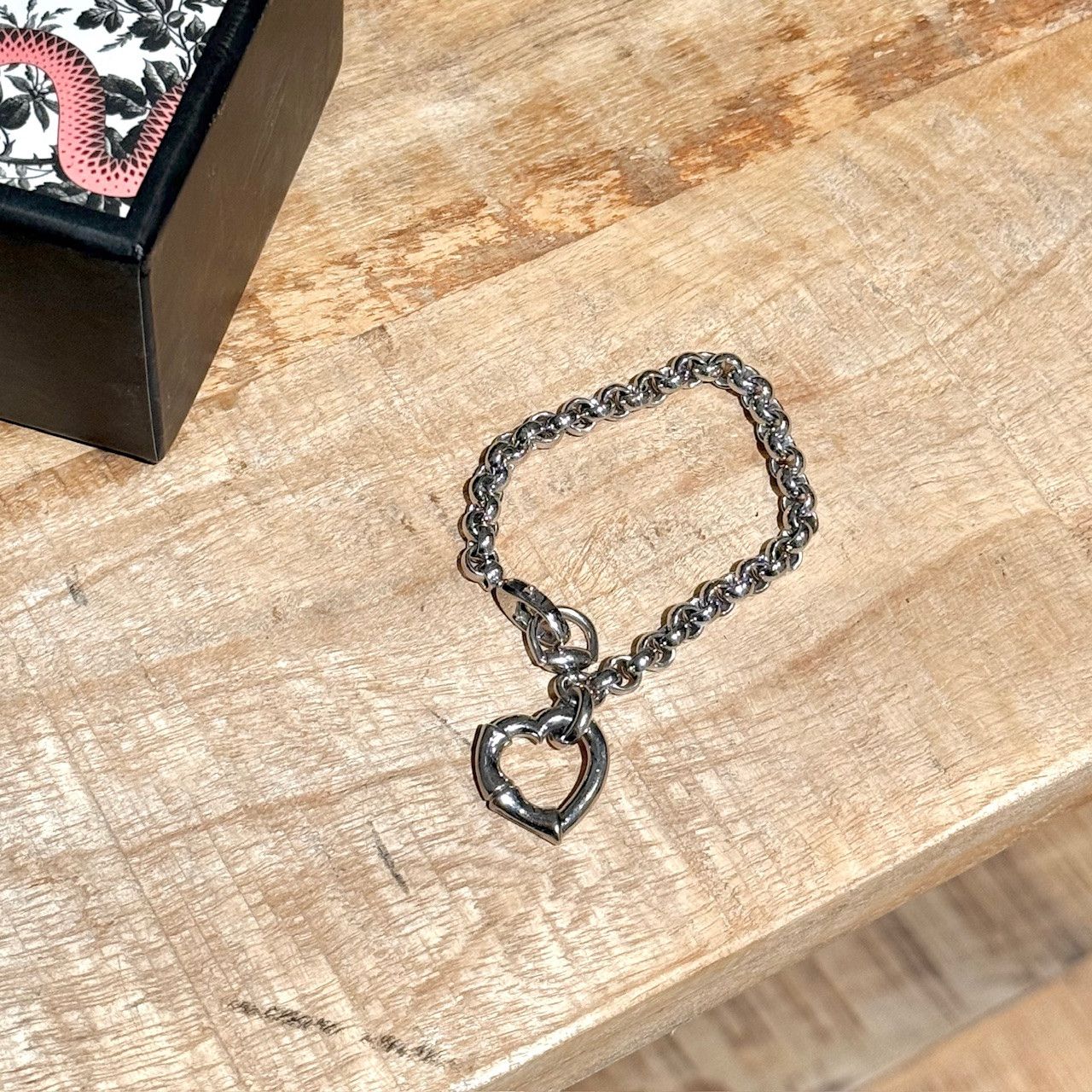 Gucci Gucci 925 Silver Chain Bamboo Heart Charm Bracelet Size ONE SIZE - 3 Thumbnail