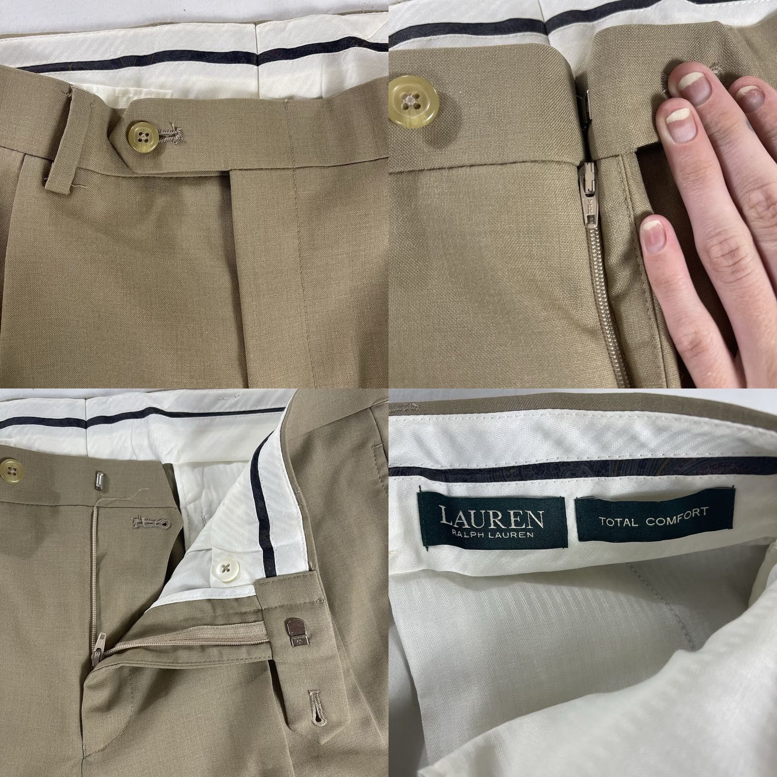 Ralph Lauren NWT Ralph Lauren Mens Dress Pants TOTAL COMFORT 100% WOOL Khaki Tan Cuffed Pants 34x30 Beige Wool Regular Mens Size US 34 / EU 50 - 8 Thumbnail