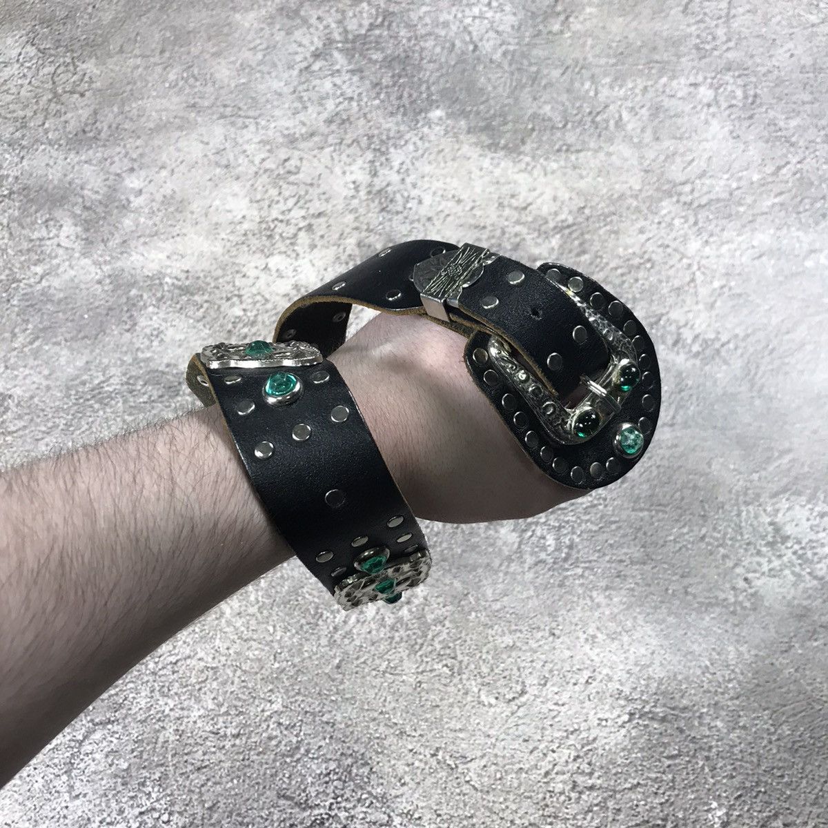 Pre-owned If Six Was Nine 2000s Leather Belt Alt Goth Punk Rave Kanye Style In Multi