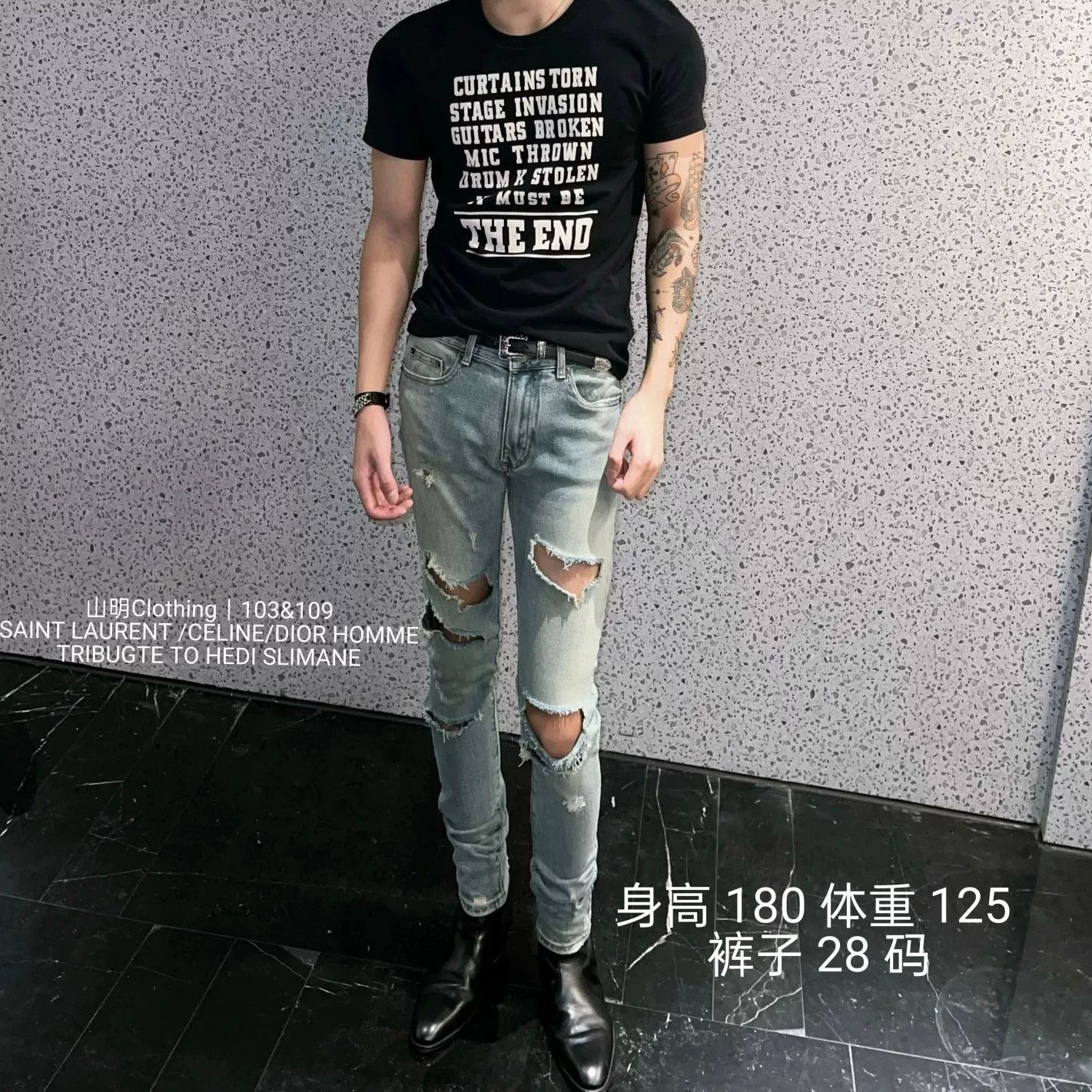 Saint Laurent Paris Saint Laurent 2016 Distressed Light Blue Jeans Size US 30 / EU 46 - 1 Thumbnail