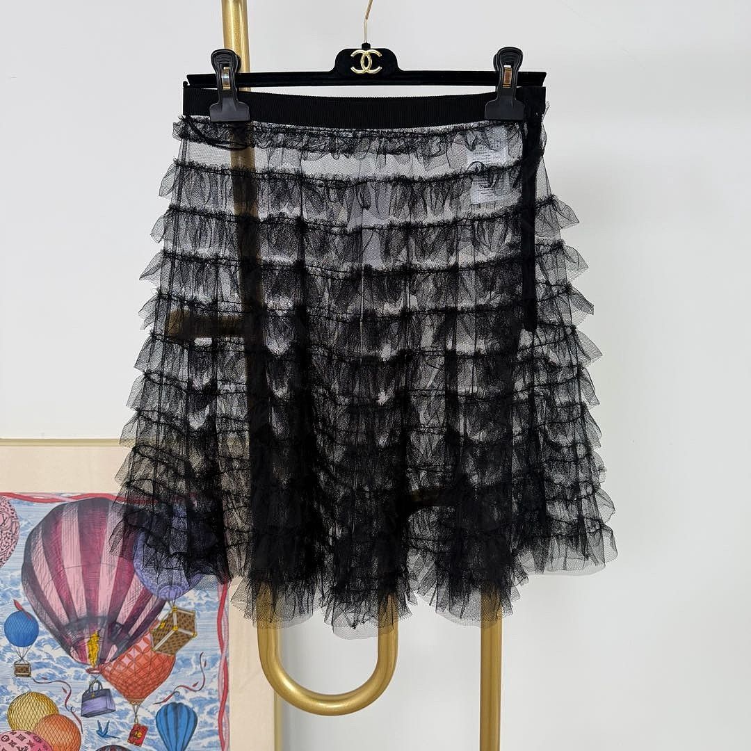 Dior Dior Black Tulle Ruffle Skirt FR 38 Size 27" / US 4 / IT 40 - 1 Thumbnail