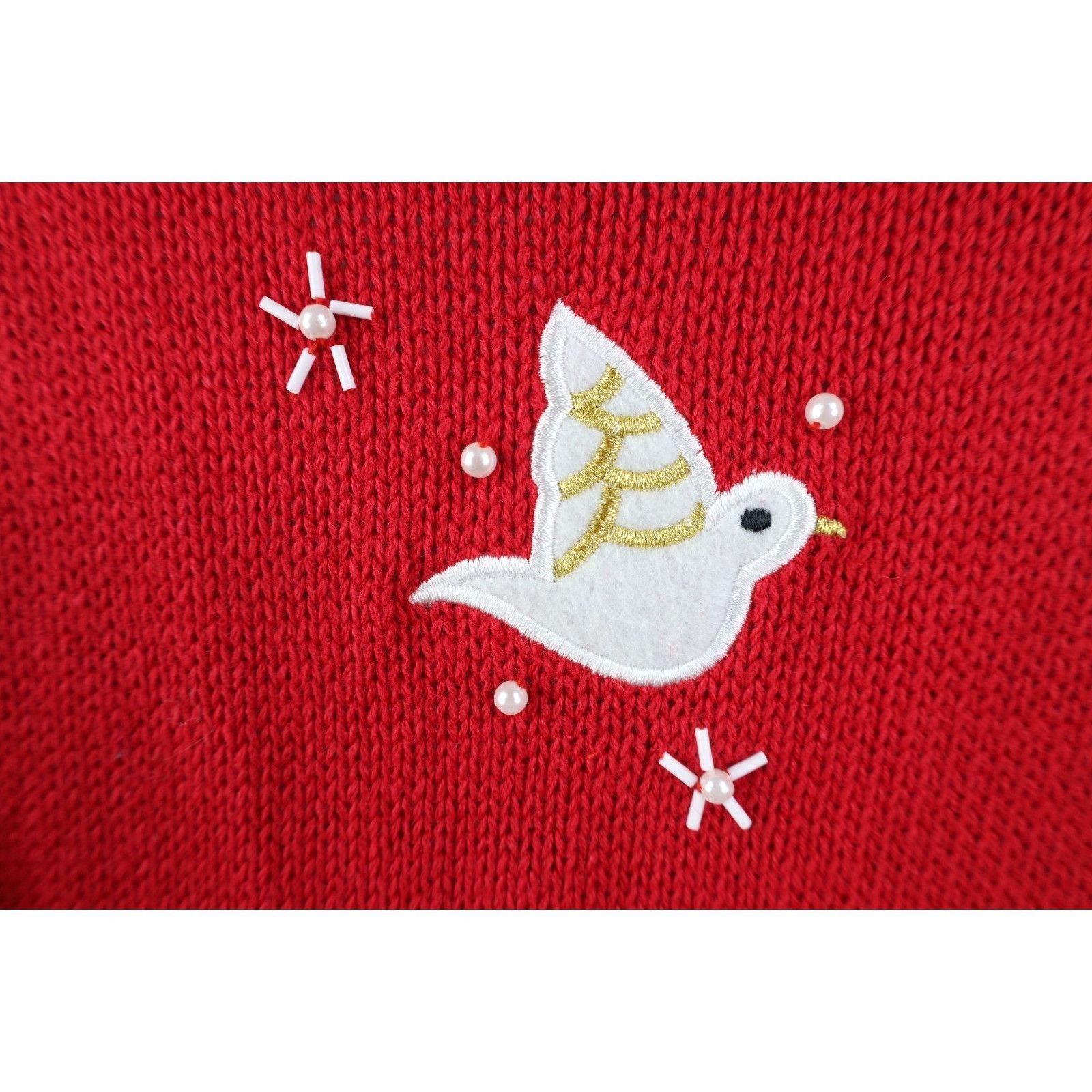Vintage Vintage 90s Christmas Tree Dove Beaded Knit Cardigan Sweater Size L / US 10 / IT 46 - 10 Thumbnail